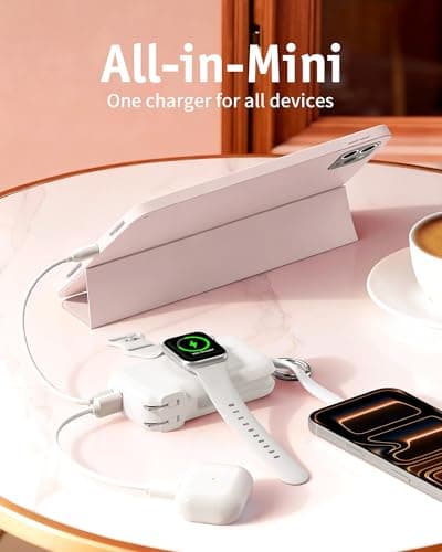 RORRY Flow Portable Charger, 10000mAh 40W Fast Charging Power Bank with Built-in USB C Cable and Foldable Wall Plug, Battery Pack Travel Essentials for iPhone 17/16/15, Apple Watch, iPad, MacBook - Thumbnail 2