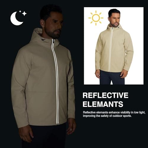 M MAELREG Men's Lightweight Softshell Jacket with Hood Fleece Lined Water Resistant Windbreaker Jacket for Hiking - Thumbnail 5