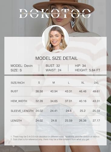 Dokotoo Womens Plus Size Sweaters Wool Crew Neck Striped Color Block Comfy Ribbed Knit Top Cute Christmas Casual Loose Chunky Long Pullover Sweater Oversized Jumper Tops Desert Palm XX-Large - Thumbnail 6