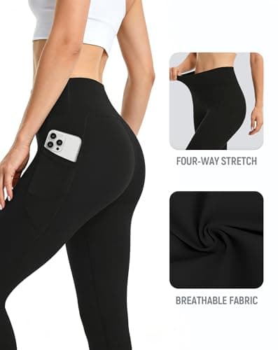 SEAJOJO Yoga Capri Pants for Women Activewear Crossover High Waisted Athletic Leggings Workout Running - Thumbnail 4