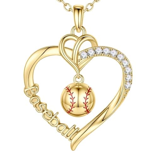 Turandoss Baseball Necklaces for Women - Dainty 14K Gold Plated Baseball Necklace for Women Personalized CZ Sport Pendant Necklace for Sports Lovers Fans Teams Gold Jewelry Birthday Gifts for Her - Image 1