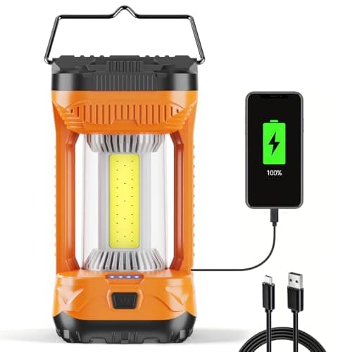 AlpsWolf Camping Lantern Rechargeable, 1000LM 4 Light Modes Camping Light 4000mAh Rechargeable Lantern for Power Outages Portable Camp Lantern with Memory Function, Orange, 1 Pack - Image 1