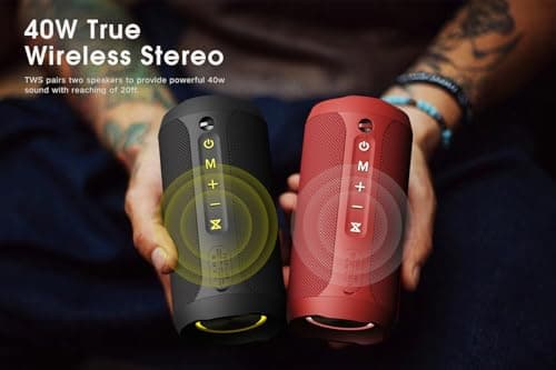 EDUPLINK Bluetooth Speaker Waterproof IPX7 Portable Wireless 20H Battery Outdoor Stereo Black - Thumbnail 6