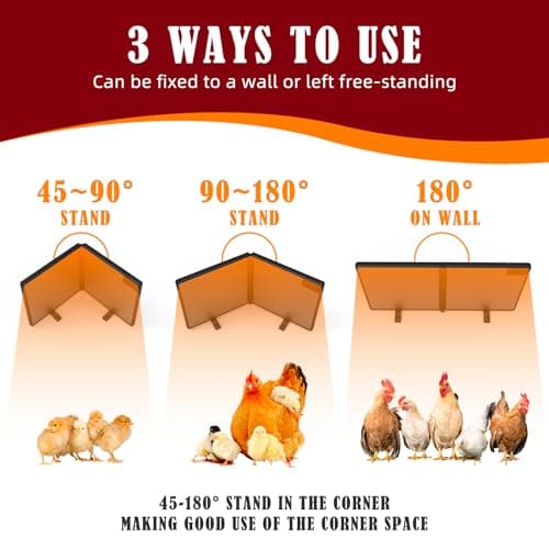 Chicken Coop Heater Inside Coop with Remote Control, 180W Foldable Radiant Heaters, 30''x12'' Large Heating Panel Warmer for Cozy Winter with Adjustable Timer and Temp, Safer Than Brooder Heat Lamp - Thumbnail 6