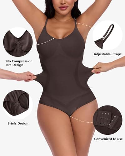POSESHE Shapewear Bodysuits for Women Tummy Control Body Shapewear Seamless Waist Trainer Body Suit - Thumbnail 5