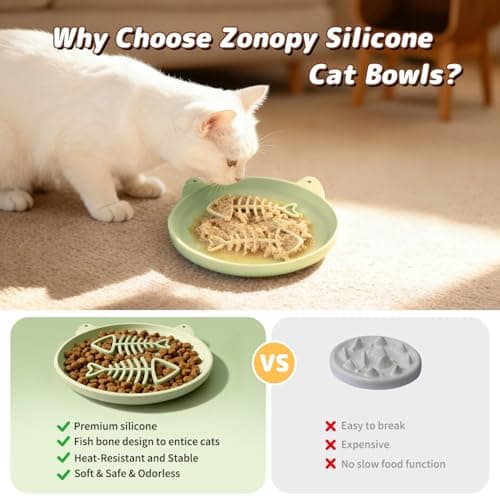 Zonopy Slow Feeder Cat Bowl, 2 PCS Silicone Cat Bowl, Slow Feeder Ideal for Dry and Wet Food, Easy to Clean, Interactive Puzzle Toy for Pets Food Training, Keeps Cats Busy,6.69" W*0.65" H - Thumbnail 5