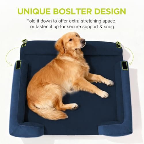 Extra Large Dog Bed, Orthopedic XL Washable Bed for Big Dog Waterproof Pet Couch Sofa Bolster with Removable Cover, Non-Slip Bottom, Tennis Ball Toy, 42x30 - Thumbnail 3