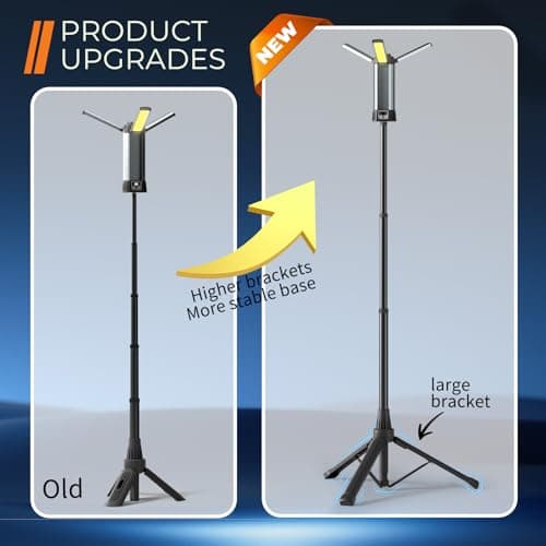 Rechargeable LED Work Light with Stand, Cordless Camping Light with Portable Telescopic Bracket, 6AH Battery, 2000Lumen Outdoor Construction Lights with Carrying Bag (Large) - Thumbnail 6