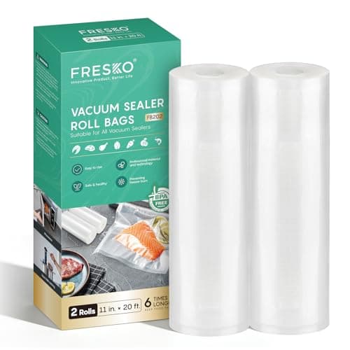 FRESKO Vacuum Sealer Bags Rolls 2 Packs 11" x 20', Commercial Grade Seal a Meal Bags for Storage Food and Sous Vide, BPA Free, Heavy Duty Customized Size Freezer Bags for Vacuum Sealer - Image 1