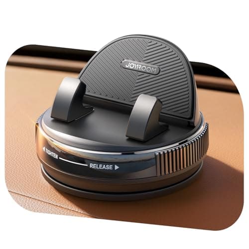 JOYROOM Car Phone Holder Mount, [360° Rotation+Thick Case Friendly] Cell Phone Car Mount with Adjustable Spring Clip, Universal Dashboard Phone Holder Anti-Slip Silicone for iPhone (Black) - Image 1