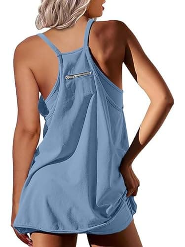 Ebifin Women's Summer Mini Dress Casual Workout Tennis Dress with Shorts Sleeveless Althletic Dresses Light Blue - Thumbnail 5