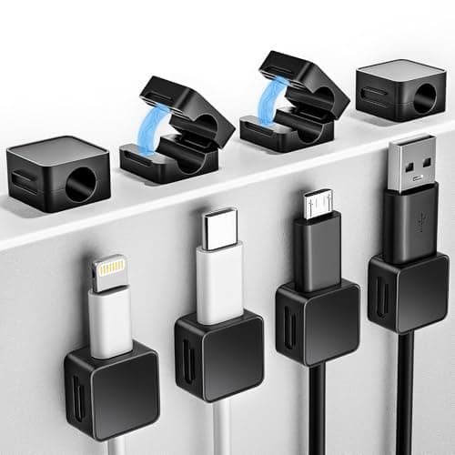 8 Pack Magnetic Cord Organizer Holder, Adjustable Cable Clips, Strong Adhesive Desk Cable Management Clips for Nightstand, Office, Car, Easy Open Design for Tidy Wire Organization - Image 1