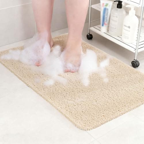Non-Slip Bathtub Mat, Anti Slip Fast Drying Shower Mat for Tub, Floor,Bathroom, Beige, 17x24 Inches - Image 1