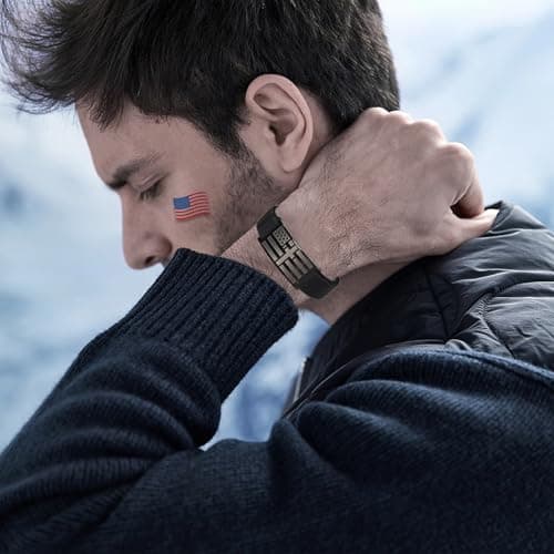 GLEZZA Serenity Prayer Bracelets for Boy Men American Flag Cross Inspirational Motivational Bracelet Bible Verse Christmas Birthday Easter Jewelry Gifts for Son Boyfriend Husband - Thumbnail 2