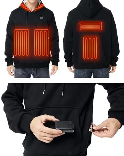 WUEAOA Heated Hoodie for Men Women,Pullover Heated Sweatshirt with 6 Heating Zones and 7.4V Battery Pack - Thumbnail 2