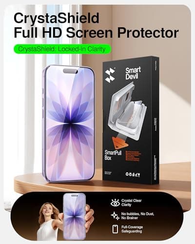 SMARTDEVIL 2 Pack Tempered Glass for iPhone 17 Screen Protector, Military-Grade Shatterproof Protection, 9H Hardness, Fast & Easy Installation, Case Friendly Design - Thumbnail 2