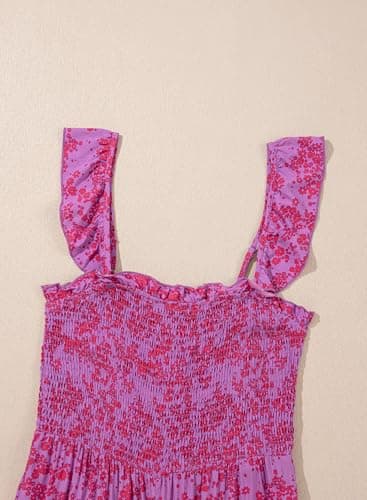 Dokotoo Floral Girls Dressy Jumpsuits One Piece 2026 Summer Crew Neck Boho Jumperss Adjustable Waisted Petite Wide Leg Vacation Outfits Plus Size with Pockets,Rose X-Large - Thumbnail 6