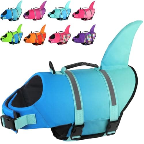 Doglay Dog Life Jacket, Ripstop Cute Shark Dog Life Jacket with Superior Buoyancy and Rescue Handle, Adjustable Dog Life Vests for Swimming Boating, Pet Flotation Vest for Small Medium Large Dogs - Image 1