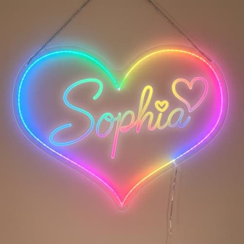 Heart Neon Signs, Gifts for Valentine's Day, Custom Neon Name Signs for Wall Decor, Personalized Neon LED Sign Colorful Lights Signs for Her, Wedding, Birthdays Gift - Image 1