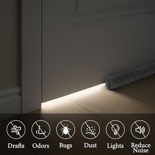 Ciieyuo® Door Draft Stopper – Premium Velour Under Door Gap Filler & Noise Blocker | Insert-Design Draft Stopper for Bottom of Door (30"-36") | Blocks Cold, Noise, Dust – Easy Install, No Adhesive - Thumbnail 4