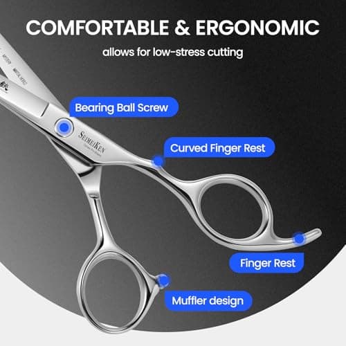 SEIMEIKEN Hair Cutting Scissors Kit – 10PCS Professional Hair Shears Set - 6.0 Inch Haircut Scissors - Hairdressing Shears Thinning Scissors for Salon & Home Use - Thumbnail 3