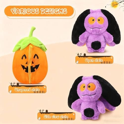 MIAODAM Bat Stuffed Animal, 11inch Reversible Pumpkin Bat Plush Pillow, Cute Plushies Toy Gift for Baby Toddler Girls Boys - Thumbnail 6