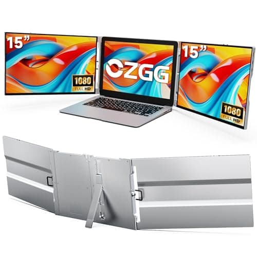 CZGG 15'' Portable Laptop Screen Extender - Triple Monitor Setup, Dual 1080P FHD Displays, Aluminum Travel Monitor Multi Screen Attachment for 13.3-16.5'' Laptop with USB-C HDMI - Image 1