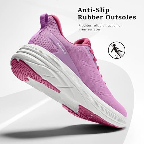 Womens Easy On Walking Shoes Lace Up Comfortable Tennis Shoes with Anatomic Toe Box for Women Breathable Running Sneakers (Purple,7.5) - Thumbnail 4