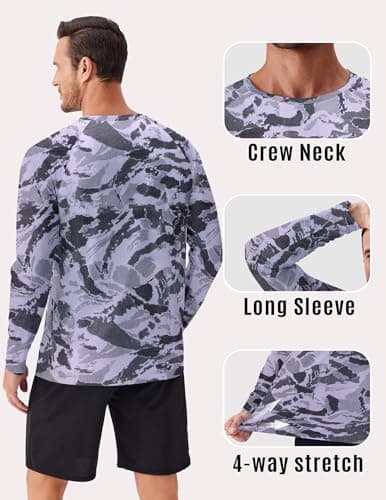 PINSPARK Men's Camouflage Rash Guard Shirts Quick Dry UV Protection Fishing Shirts Long Sleeve UPF 50+ Summer Swim Shirt - Thumbnail 4