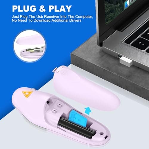 QUI Presentation Clicker Wireless Presenter Remote Clicker for PowerPoint Presentation Remote, PowerPoint Slide Advancer for Mac/Windows/Linux, Google Slide/PPT/Keynote, Purple - Thumbnail 3