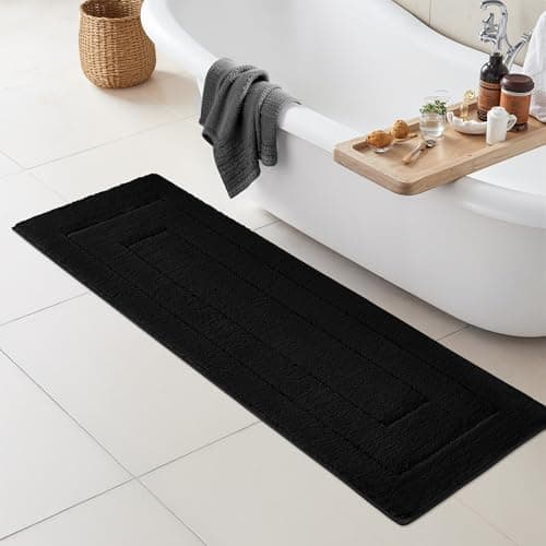 GRANNY SAYS Bathroom Rug Mat, Bath Mats for Bathroom Non-Slip, Super Soft and Water Absorbent, Extra Large Bath Rugs, Microfiber Bath Rugs for Floor, Tub and Shower, 59" x 20", Black - Image 1