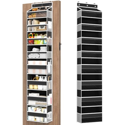 Mefirt Over The Door Organizer, 8 Shelf Door Hanging Organizers with 8 Large Capacity Pockets, Back of Door Organizer Storage Hanging Shelves for Closet Bathroom Bedroom Nursery - Image 1