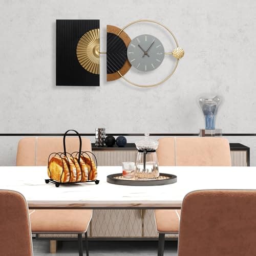 Tiuposr 30x18 Inch Decorative Wall Clock Contemporary Asymmetric – Silent Battery Operated Large Clocks for Living Room, Kitchen, Bedroom, Home Decor - Thumbnail 4