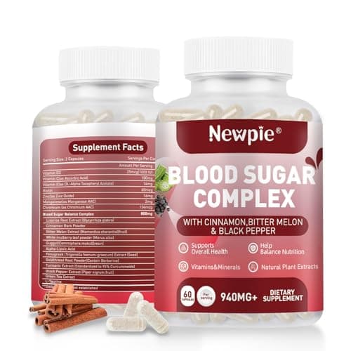 Blood Sugar Complex Supplement – Natural with 20 Active Herbs and Vitamins, Including Cinnamon, Bitter Melon, Black Pepper, Licorice, Vegan, Non-GMO, Gluten-Free, 120 Capsules - Image 1