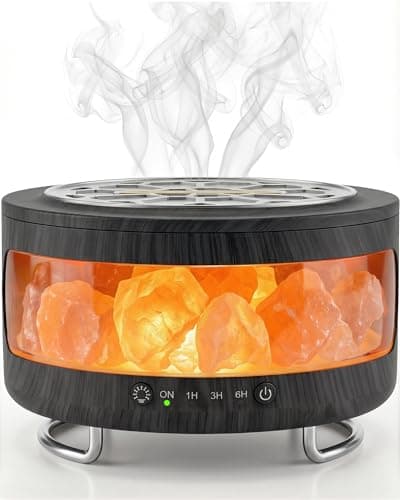Essential Oil Diffuser with Himalayan Salt Lamp, 350ml Ultrasonic Aromatherapy Humidifier, 7 Colors LED Light, Timer & Auto Shut-Off for Home Bedroom Office Spa Yoga - Image 1