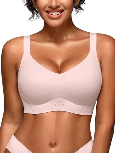 Wireless Jelly Bras for Women - Plus Size Full Coverage Seamless Bra No Underwire, Supportive T-Shirt Bralette for Older Gray Pink - Image 1
