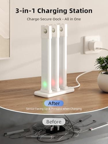 EZVALO 6 Pack LED Under Cabinet Lights Wireless with Charging Station, 8 inch Motion Sensor Light Indoor, 1100mAh Rechargeable, 3 Color Temperatures, Dimmable Closet Lights for Pantry, Hallway, Stair - Thumbnail 3