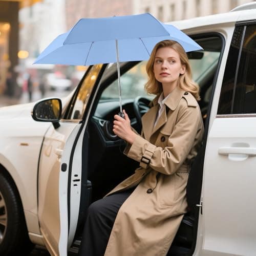 Lejorain Packable Umbrella Travel Lightweight - Automatic Compact Rain Umbrellas Mini Pocket Sturdy Windproof Umbrella Micro Paraguas - Thumbnail 2