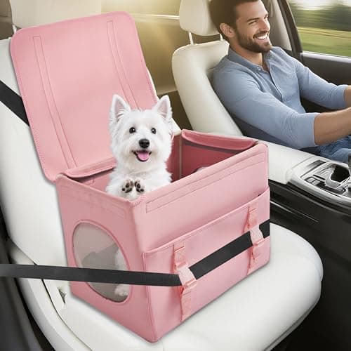 Dog Booster Car Seat with Washable Removable Cover for Small Dogs up to 13 lbs,Fits Car Truck SUV.(Pink) - Image 1