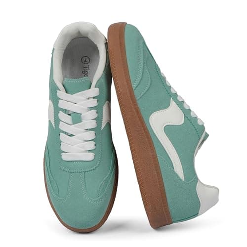 Tigeridea Sneakers for Women Business Casual Green Tennis Shoes Comfortable Lace up Slip on Women's Fashion Sneakers Size 6 - Image 1