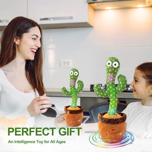 MIAODAM Singing Talking Cactus Toy Repeating What You Say, Adjustable Volume Dancing Cactus Baby Toy Glowing Plush Toy for Baby Gift - Thumbnail 6