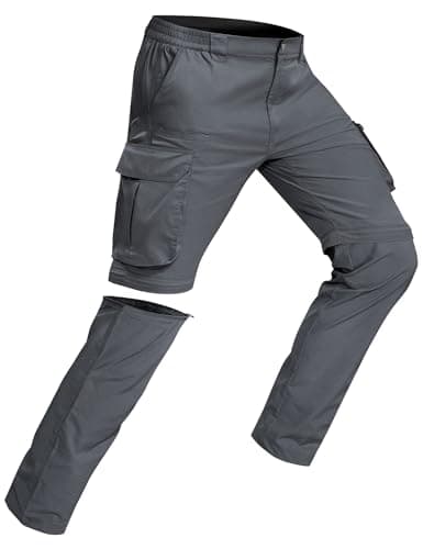 AOHIKE Convertible Cargo Pants Men - Zip Off Lightweight Quick Dry Ripstop Hiking Pants Men 8 Pockets, Grey - Image 1