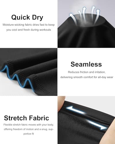 RIKUAOU Men's Long Sleeve Compression Shirt, Quick Dry Athletic Base Layer Top, Skins Fit Football Running Workout Undershirt Black - Thumbnail 4