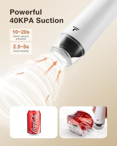 Vacuum sealer for food, Chef’s Design to Preserve Freshness, Compact Handheld Vacuum Sealer with 30 Reusable Bags, Professional-Grade for Food Storage Savers, Pebble - Thumbnail 2