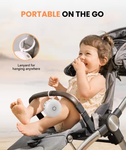 Dreamegg Portable Noise Machine for Baby Adult, Features Powerful Battery, 21 Soothing Sound, Noise Canceling for Office & Sleeping, Sound Therapy for Home, Travel, Registry Gift, Classic White - Thumbnail 5