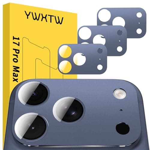 YWXTW [0 Bubbles for iPhone 17 Pro Max Camera Protector, Full Coverage Tempered Glass Lens Screen Protector for iPhone 17 Pro Max Accessories, Case Friendly, HD Clear, 3 Pack (Deep Blue) - Image 1