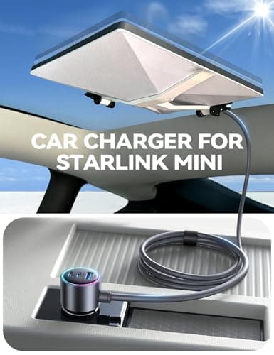 Starlink Mini Car Adapter with Waterproof Cord, Starlink Mini Accessories Car Charger [Dual PD 45W & USB-A 30W] Fast Charging Cigarette Lighter Adapter for RV, Boat, Trailer (16.4FT) - Thumbnail 2