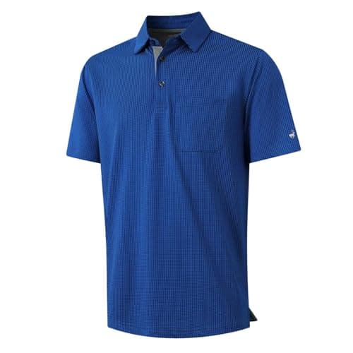 Rouen Golf Shirts for Men Dry Fit Performance Moisture Wicking Casual Pocket Collared Mens Polo Shirts Short Sleeve Cobalt - Image 1