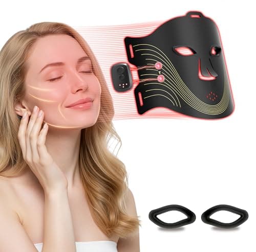 Red Light Therapy Mask for Face, Led Face Mask Light Therapy with 2000mAh Rechargeable Remote, LED Face Mask for Radiant Glow at Home, Black - Image 1