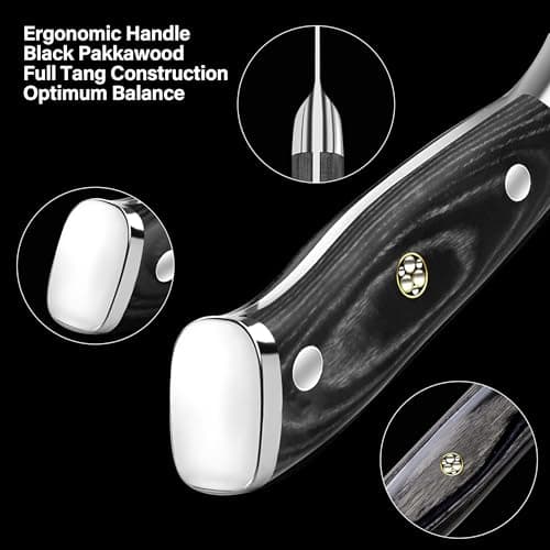 ANSHEE 7 Inch Japanese Santoku Knife-Full Tang High Carbon Stainless Steel Professional Chef Knife, Multipurpose Kitchen Blade with Wood Handle&Sheath/Gift Box for Meat, Veggies,Fruits Home&Restaurant - Thumbnail 6